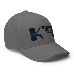 K-9 Thin Blue Line Flexfit Hat-Hats-Grey-S/M-Ardent Patriot Apparel Co.
