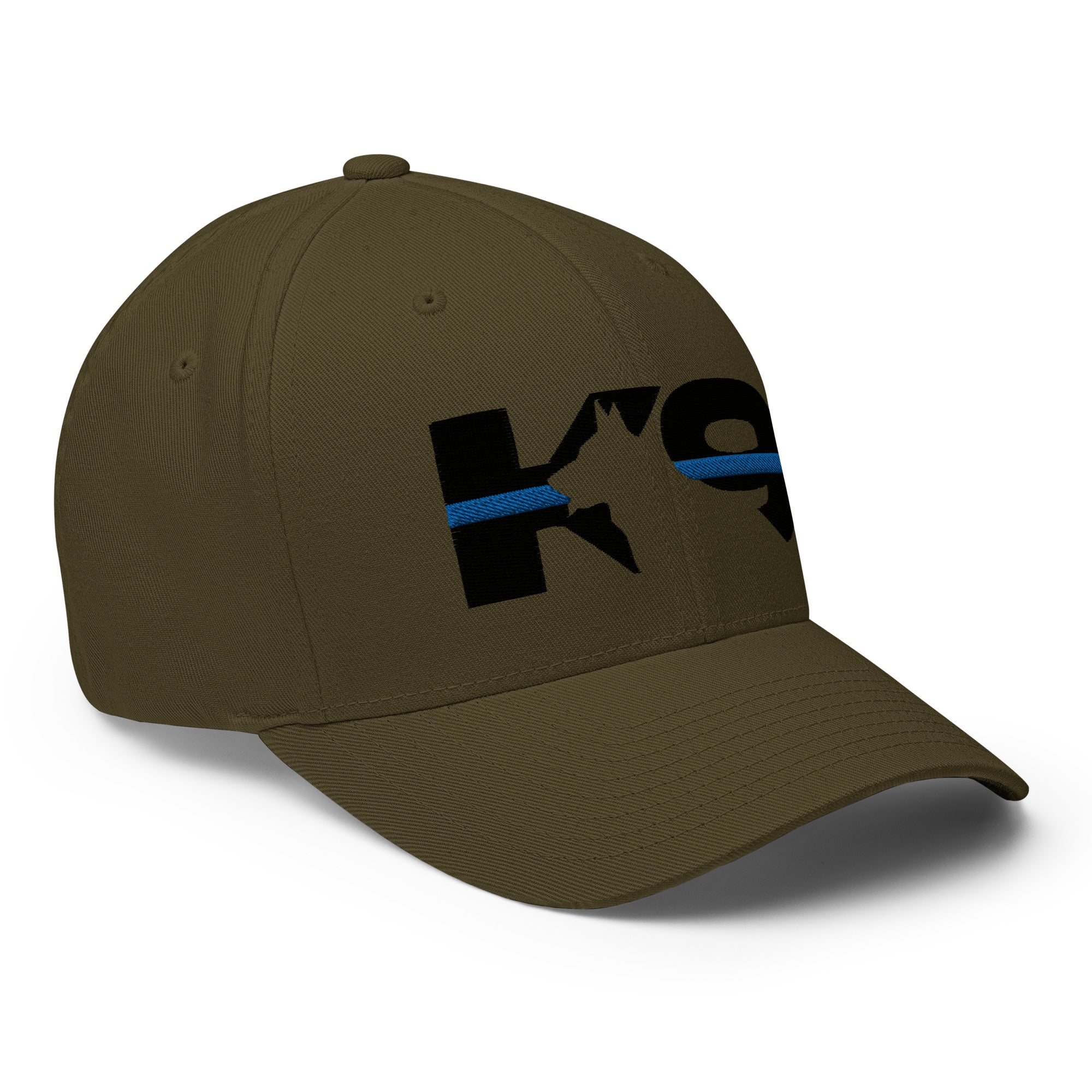 K-9 Thin Blue Line Flexfit Hat-Hats-Olive-S/M-Ardent Patriot Apparel Co.